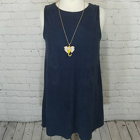 The Impeccable Pig Dresses & Skirts - Faux suede navy blue dress